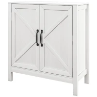 HOMCOM Sideboard Buffet, Kitchen Storage Cabinet with Barn Door and Adjustable Shelves, Storage Pantry, White Wood Grain(m-2)