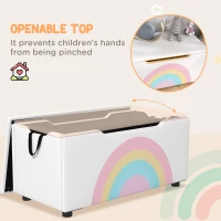 Qaba Toy Chest, Kids Toy Bench Box, Lightweight Storage Bench with Lid and Side Handles, for Nursery Room Playroom Bedroom, Gift for 3-8 Years Old, White(m-5)