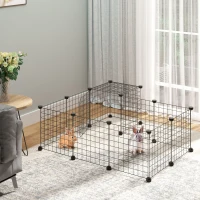 PawHut Small Animal Cage Rabbit Cage with Door, Guinea Pig Playpen, Small Animal Fence for Bunny, Chinchilla, Freret, Chinchilla, Indoor and Outdoor Use, Total 31 Panels, 41.3" x 41.3" x 27.6"(m-1)