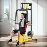 Soozier Chest Fly and Chest Press Machine for Back, Pectoral, Rear Deltoid and Shoulder Training, Yellow(m-10)