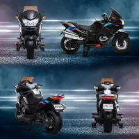 Aosom 12V Kids Electric Motorcycle with Training Wheels, Battery Power Ride on Motorbike, High-Traction at 3.7 Mph Top Speed, with Light Music, Black(m-9)
