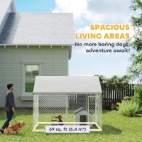 PawHut Heavy Duty Galvanized Steel Outdoor Dog Kennel with Waterproof Roof, Safety Lockable Latch System, 9.2' x 7.5' x 7.2'(m-5)