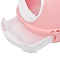 PawHut Cat Litter Box Toilet with Lid, Covered Litter Box with Scoop, Enclosed Drawer, and Skylight, Pink(m-9)