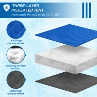 Outsunny 2 Person Insulated Ice Fishing Shelter Pop-Up Portable Ice Fishing Tent with Carry Bag and Anchors for Lowest Temps -22℉, Dark Blue(m-5)