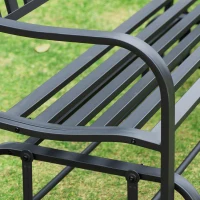 Outsunny Outdoor Glider Bench, Glider Bench for Outside Patio with Armrests, Slatted Seat & Backrest, Loveseat with Power Coated Steel Frame, Black(m-9)