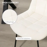 HOMCOM 2 Pieces Dining Chairs, Set of 2 Upholstered Kitchen Chairs with Padded Seat and Steel Legs for Living Room Cream White(m-5)