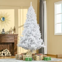 HOMCOM 7ft White Christmas Tree Artificial Christmas Tree with 1230 Branch Tips and Metal Stand(m-1)
