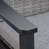 Outsunny 4 Pieces Patio Furniture Set, All Aluminum Frame Outdoor Sofa Set PE Rattan Sofa with 2 Cushioned Sofas, 1 Loveseat and Coffee Table with Tempered Glass Top for Garden, Backyard, Black, Grey(m-10)