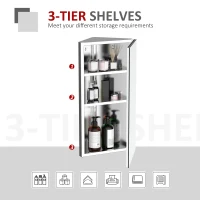 kleankin 12 Inch x 24 Inch Triangle Corner Mirror Medicine Cabinet Wall Mounted with Door 3 shelves, Multipurpose Storage Organizer for Bathroom(m-4)