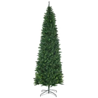 HOMCOM 9' Artificial Pencil Christmas Trees, with Auto Open, Steel Base, Pine Needles, for Home Xmas Decoration(m-11)