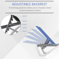 Outsunny Outdoor Chaise Lounge Chair, Patio Aluminum Tanning Chair with 5-Level Adjustable Back, Portable Wheels, Breathable Mesh Fabric, for Pool, Deck,  Garden, Blue(m-4)