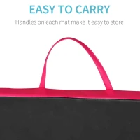 Soozier 4'x10'x2" Folding Gymnastics Tumbling Mat, Exercise Mat  with Carrying Handles for Yoga, MMA, Martial Arts, Stretching, Core Workouts, Pink and Black(m-6)