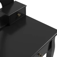 HOMCOM Vanity Table with Stool, Makeup Vanity with 360° Rotating Oval Mirror, 5 Drawers and Padded Seat, Dressing Table for Bedroom, Black(m-9)