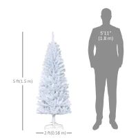 HOMCOM 5FT Pencil Christmas Tree, Artificial Christmas Tree with Automatic Open for Home Party, White(m-3)