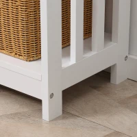 HOMCOM Console Hallway Table with Extra Wide Pull Out Drawer, 2 Open Shelves and Slatted Wood Frame Design, White(m-8)