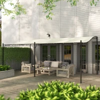 Outsunny 10' x 20' Wall-Mounted Outdoor Pergola Canopy, Metal Patio Canopy with Drainage Holes for Backyard Garden, Cream White(m-9)