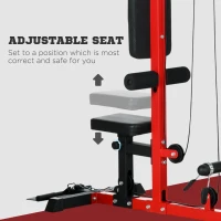 Soozier Lat Pull Down Machine, High / Low Pulley Machine with Adjustable Seat and Flip-Up Footplate, Red(m-6)