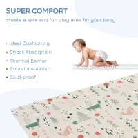 Qaba Foldable Baby Play Mat Educational Reversible XPE Floor Mat Heat-Insulating Crawling Toddler Foam Mat Portable Picnic Carpet Exercise Workout Mat for Indoor & Outdoor 79" x 59"(m-8)