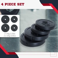 Soozier 4 Piece dumbbell Weight Plates Set 2 x 11lbs and 2 x 22lbs Black (Weights Only)(m-4)