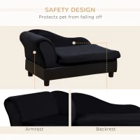PawHut Pet Sofa Dog Couch Chaise Lounge Pet Bed with Storage Function Small Sized Dog Various Cat Sponge Cushioned Bed Lounge, Black(m-6)