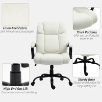 Vinsetto Executive Office Chair with Wide Seat, Computer Desk Chair with Adjustable Height, Swivel Wheels, Cream White(m-5)