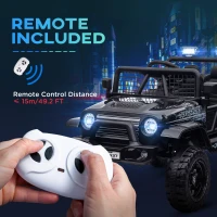 Qaba 12V Ride on Car, Ride on Truck w/ Remote, 4 Suspension Wheels, 3 MPH Max Speed, Music, Horn & Lights, Black(m-7)