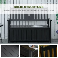 Outsunny Outdoor Storage Bench, 43 Gallon Deck Box with Armrests, Outdoor Storage Box for Patio Furniture Cushions and Garden Tools, Black(m-6)