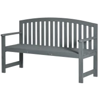 Outsunny 56" Outdoor Wood Bench, 2-Seater Garden Bench with Backrest and Armrest, Patio Bench for Patio, Porch, Poolside, Balcony, Gray(m-11)