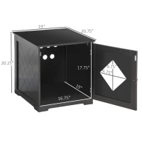 PawHut Cat Litter Box Enclosure End Table, Indoor Cat Washroom with Magnetic Door, Hidden Litter Box Nightstand with Large Tabletop, Easy Assembly, Black(m-3)