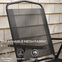 Outsunny 3 Pieces Bistro Set, Foldable Patio Furniture Set with Mesh Chairs, Glass Table for Garden, Balcony, Black(m-6)