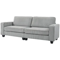 HOMCOM Three Seater Sofa, Fabric 3 Seater Couch with Spring Cushion and Cup Holders for Living Room, Bedroom, Light Grey(m-2)