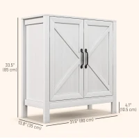 HOMCOM Sideboard Buffet, Kitchen Storage Cabinet with Barn Door and Adjustable Shelves, Storage Pantry, White Wood Grain(m-3)