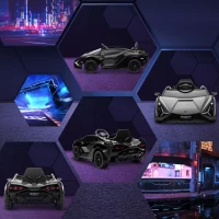 Aosom 12V Lamborghini SIAN Licensed Electric Car for kids with Remote Control, Horn, Music, & Headlights, Black(m-9)