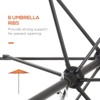 Outsunny 6.6FT Patio Umbrella, Outdoor Parasol with 6 Solid Ribs, Orange(m-5)