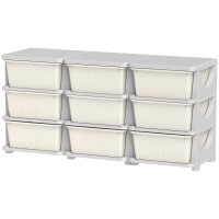 Qaba 29.5" 3 Tier Kids Storage Unit Dresser Tower w/ 9 Drawers, Cream White