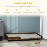 PawHut Elevated Dog Bed Frame, Furniture Style Pet Sofa, Modern Portable Cat Lounge, with Soft Cushion, Washable Cover, Steel Legs, for Large Dog, Brown(m-4)