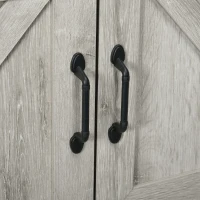 HOMCOM Farmhouse Double Door Coffee Bar Cabinet, Kitchen Cabinet with Bottom Shelf for Entryway, Living Room, Stone Gray(m-8)