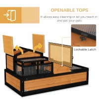 PawHut 3-Room Tortoise House Habitat with Balcony & 2 Stories, Indoor/Outdoor Wooden Tortoise Enclosure with Ladder, Tray, Openable Roof, Large Reptile Cage, 44" x 25.5" x 23", Yellow(m-6)