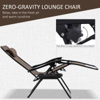 Outsunny Zero Gravity Chair Set of 2 Patio Chair with Side Table Cupholders and Pillows for Pool, Backyard, Lawn, Beach, Brown(m-4)