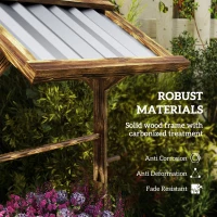 Outsunny Wooden Wishing Well Planter, Raised Garden Bed with Galvanized Canopy, Hexagon Raised Flower Bed for Garden, Tan(m-4)