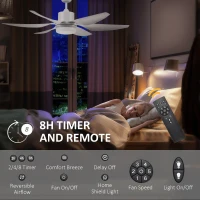 HOMCOM 52" Reversible Indoor Ceiling Fan with Light, Modern Mount LED Lighting Fan with Remote Control, for Bedroom, and Living Room, White(m-8)