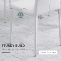 HOMCOM Set of 4 Modern Style Dining Chairs, Button Tufted High Back Side Chairs with Upholstered Seat, Steel Legs, White(m-6)