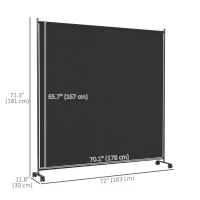 Outsunny Indoor Room Divider with Castor Wheels, Rolling Privacy Screen for Home Office Bedroom, 6ft Tall(m-3)