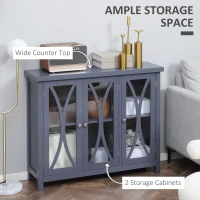 HOMCOM Sideboard, Buffet Cabinet with 3 Tempered Glass Doors, Arc Pattern and Adjustable Storage Shelf, Credenza, Gray(m-4)