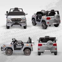Qaba 12V Toyota LAND CRUISER Licensed Kids Car w/ Remote Control, Four Wheel Spring Suspension, Soft Start, LED Light, Grey(m-10)