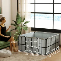 PawHut 4 Panel Dog Whelping Box with 600D Windproof Oxford Fabric Cloth, Washable Pee Pad, for M L Dogs, 48" x 48" x 23.6"(m-3)