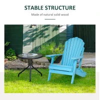 Outsunny Folding Adirondack Chair with Ottoman, Outdoor Wooden Lounger for Patio, Porch, Poolside, Garden, Blue(m-6)