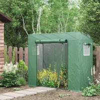 Outsunny 6.6' x 2.5' x 5.5' Patio Hot House, Walk-in Garden Greenhouse with Steel Frame, Door, Window for Balcony, Patio, Green(m-1)