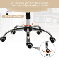 Vinsetto PU Leather Home Office Chair, Button Tufted Desk Chair with Padded Armrests, Adjustable Height and Swivel Wheels, Beige(m-6)