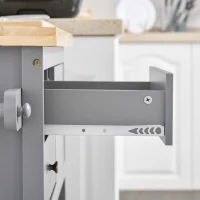 HOMCOM Rolling Kitchen Island Cart, Utility Trolley Cart with Rubberwood Top Storage Cabinet, 2 Drawers, Towel Rack, Grey(m-8)